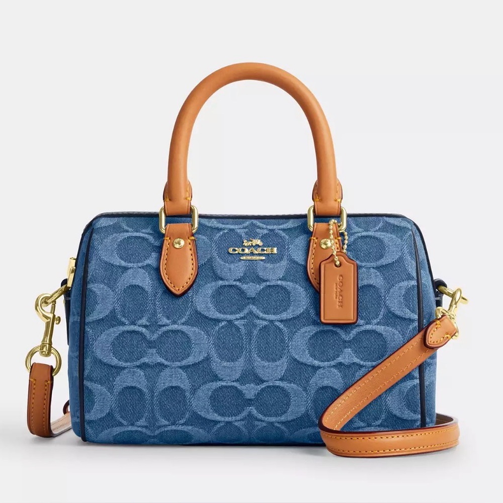 COACH Mini Rowan Crossbody Bag Signature Denim Logo Handbag CDQ36 NWT